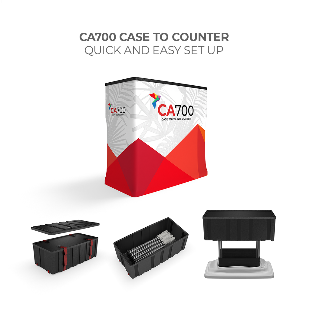 CA700 Counter Case for trade shows and events - set up.