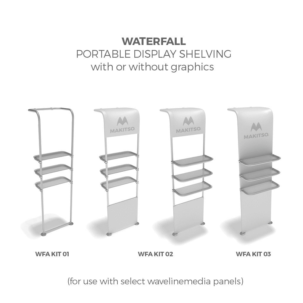 Makitso WavelineMedia WLMEFE Tension Fabric Display Waterfall Display Shelving