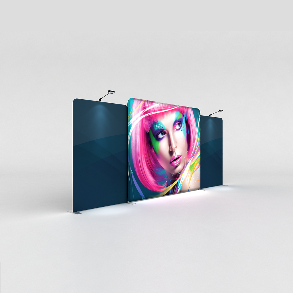 WaveLight® LED Backlit Tension Fabric Display 20ft for Trade Shows and Events